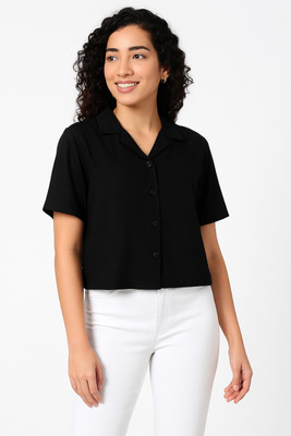 TRUSTROW Women Solid Casual Black Shirt