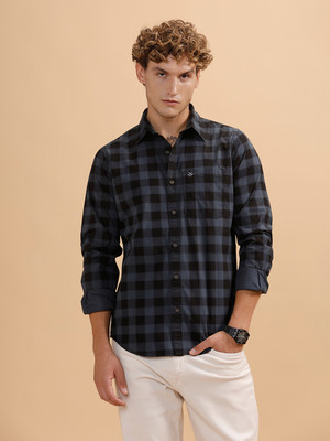 WROGN Men Checkered Casual Grey Shirt
