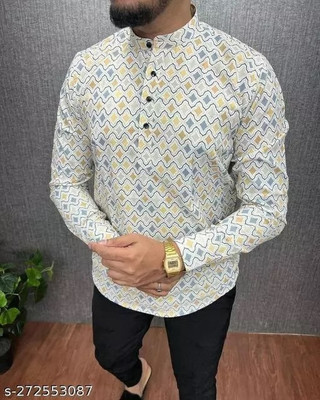 ERVIN ENTERPRISE Men Printed Casual Light Blue Shirt