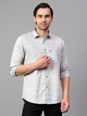 CANTABIL Men Printed Casual Grey Shirt