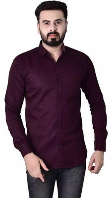 Marc Laurent Men Solid Casual Maroon Shirt
