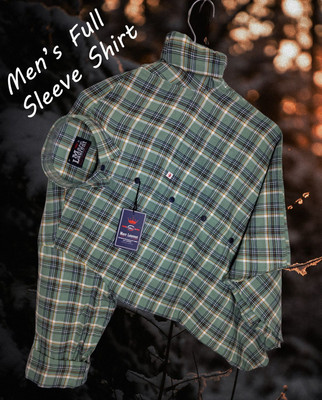 VK CREATTION Men Striped Casual Green Shirt