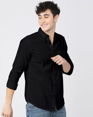 Clyver Men Solid Casual Black Shirt
