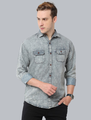 AIA FAB Men Washed Casual Black Shirt
