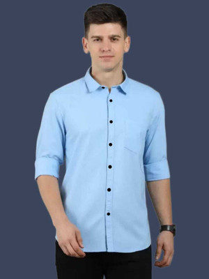 Manav Creation Men Solid Formal Light Blue Shirt