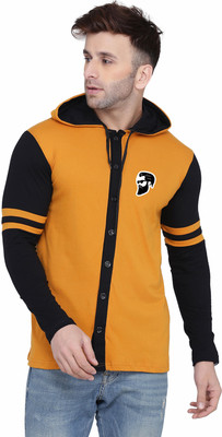 Money Leaf Men Color Block Casual Gold, Black Shirt