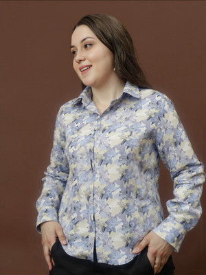 PERFECT PRODUCTIONS Women Printed Casual Blue Shirt