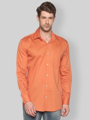 YHA Men Solid Casual Orange Shirt
