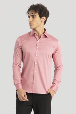 Snitch Men Solid Formal Pink Shirt