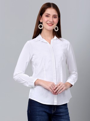 CANTABIL Women Solid Casual White Shirt