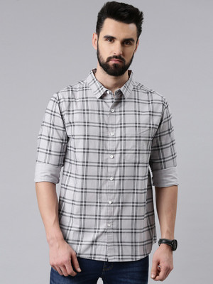 METRONAUT Men Checkered Casual Grey Shirt
