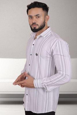 GCFAB Men Checkered Casual White Shirt