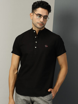 THOMAS SCOTT Men Solid Casual Black Shirt