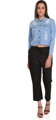itki utki fashion 3/4th Sleeve Washed Women Denim Jacket