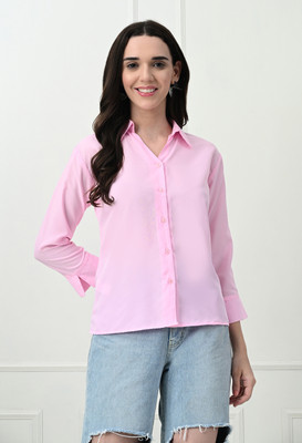 FUNDAY FASHION Women Solid Casual Pink Shirt