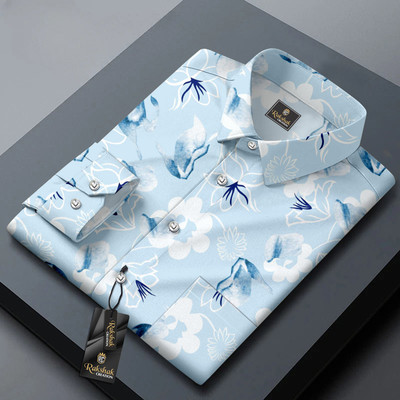 Rakshak Creation Men Printed Casual Blue Shirt