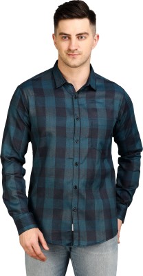 Apuesto Men Checkered Casual Blue Shirt