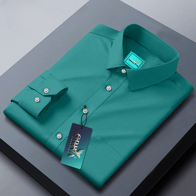 Grivacreation Men Solid Casual Light Green Shirt