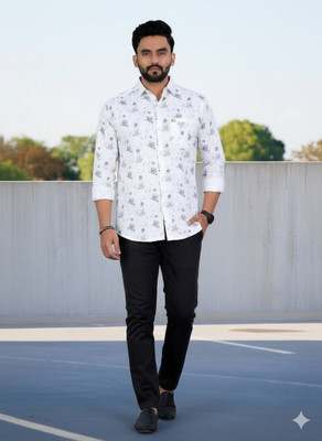 ALVIN ENTERPRISE Men Printed Casual White Shirt