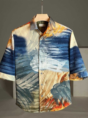 Hityyani Men Self Design, Printed Formal White Shirt
