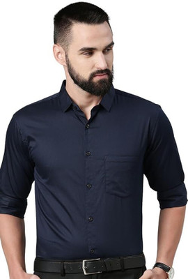 RAFSON Men Solid Formal Dark Blue Shirt