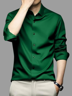 BROCON Men Solid Casual Green Shirt