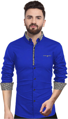 Cloth Factory Men Solid Formal Blue Shirt