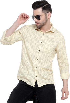 1Almighty Men Printed Casual Yellow, Grey Shirt