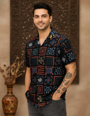 PM Enterprises Men Floral Print Casual Brown Shirt