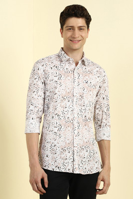 Allen Solly Men Printed Casual Cream Shirt