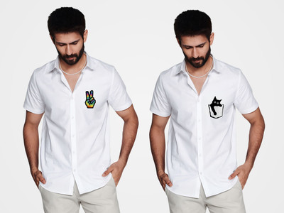ASHIMA FAB TEX Men Solid Casual Multicolor Shirt(Pack of 2)