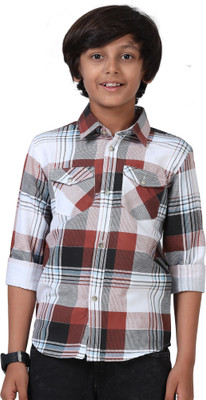 ROCKET SCIENCE Boys Checkered Casual Multicolor Shirt
