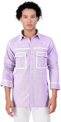 HOC Men Solid Formal Purple Shirt