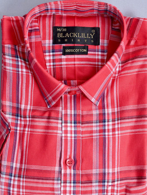 BlackLilly Men Checkered Casual Pink Shirt