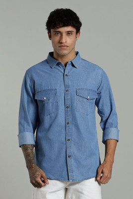 7th Legion Men Washed Casual Light Blue Shirt