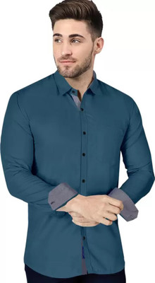 FUBAR Men Solid Formal Blue Shirt