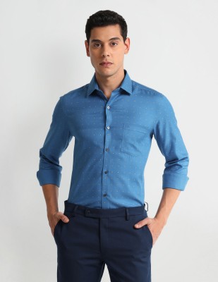 ARROW Men Printed Formal Blue Shirt