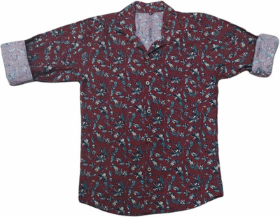 THE TINGGE Boys Floral Print Casual Red, Maroon Shirt