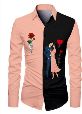 AviraEnterprise Men Printed Casual Pink Shirt