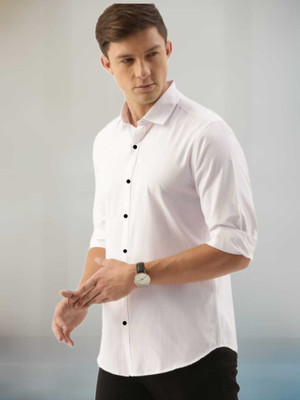 Maiverik Fashion Men Solid Formal White Shirt