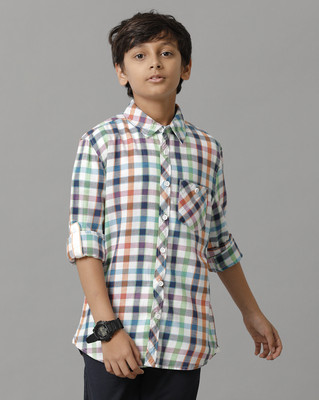 Under Fourteen Only Boys Checkered Casual Multicolor Shirt