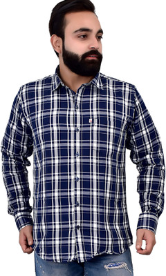 Shreyash Textiles Fab Men Solid Casual White, Blue Shirt