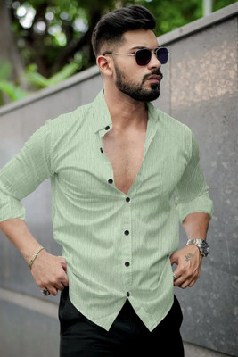 DIGIMI Men Solid Casual Light Green Shirt