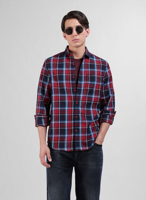The Indian Garage Co. Men Checkered Casual Red Shirt