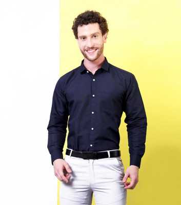 CONTRARY Men Solid Formal Dark Blue Shirt