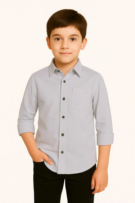 ZAKAR STYLE Boys Solid Casual Grey Shirt
