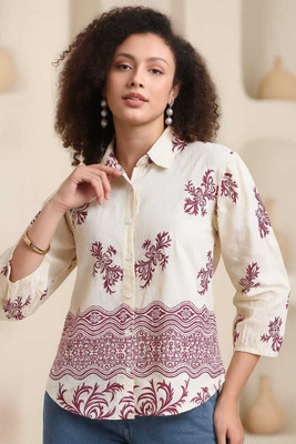 Jileba International Women Floral Print Casual Red Shirt