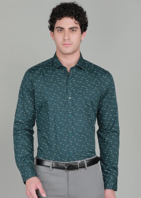 PARK AVENUE Men Printed Formal Dark Green Shirt