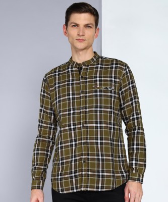 KUONS AVENUE Men Checkered Casual Yellow Shirt