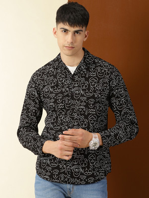 THOMAS SCOTT Men Printed Casual Black Shirt